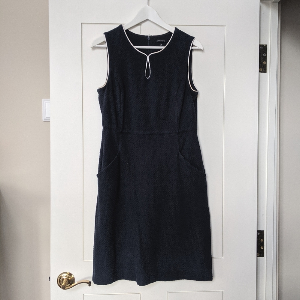Sz10 Lands' End Navy Sheath Dress